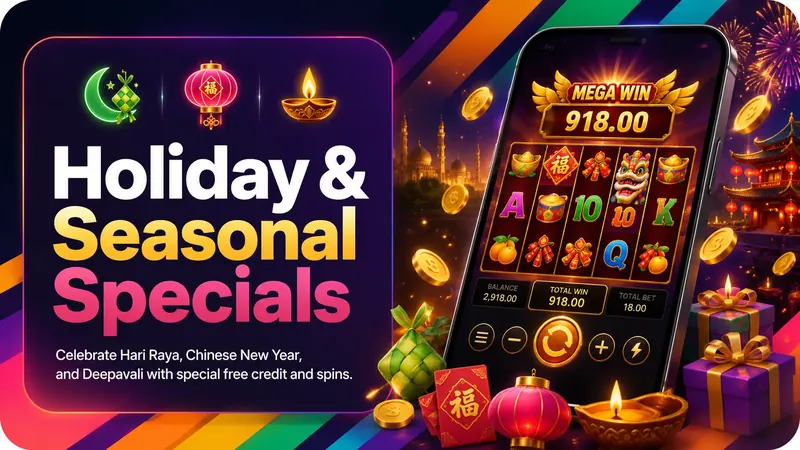 Holiday and Seasonal Specials — festive promotions with exclusive free credit and spin packages