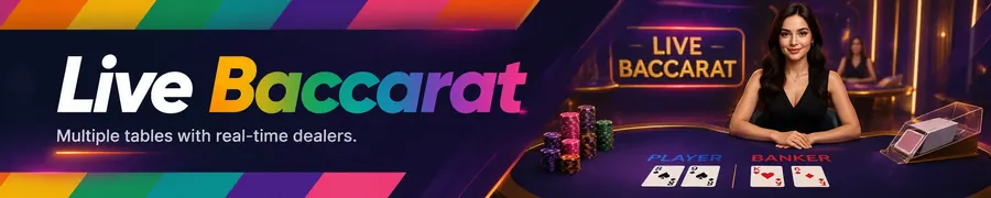 Live Baccarat — multiple tables with real-time dealers