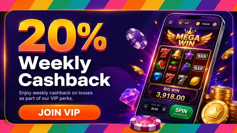 20% Weekly Cashback VIP Program — for high rollers