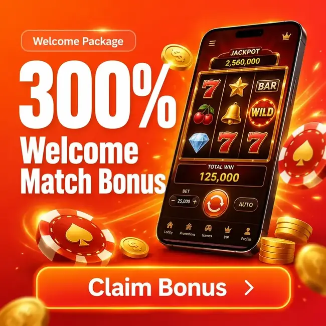 Kiss918 Welcome Package — 300% welcome match bonus, claim now